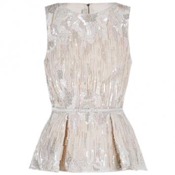 Elie Saab White Embroidered Sleeveless Top M