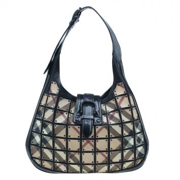 Burberry Black Nova Check Brooke Warrior Hobo