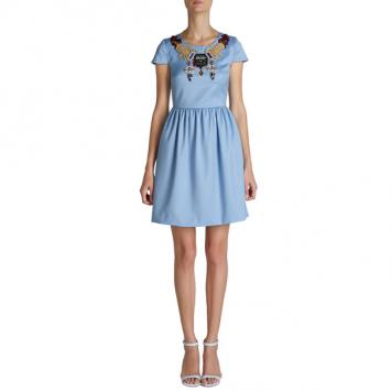 Mary Katrantzou Julie Blue Embroidered Dress M
