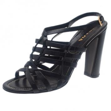Prada Black Leather Strappy Slingback Sandals Size 40