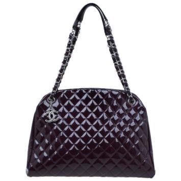 Chanel Plum Patent Leather Large Mademoiselle Bag