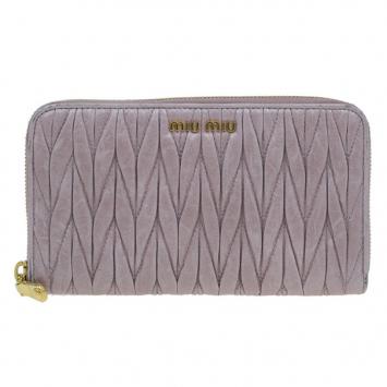 Miu Miu Pink Matelasse Zip-Around Wallet