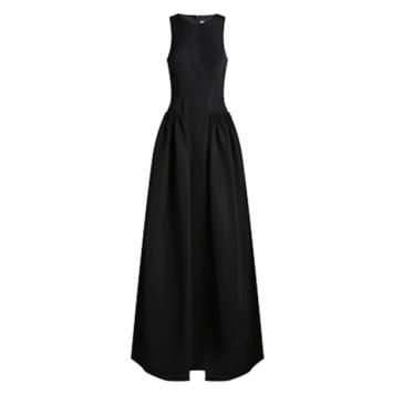 Christian Siriano Black Silk Sleeveless Gown M