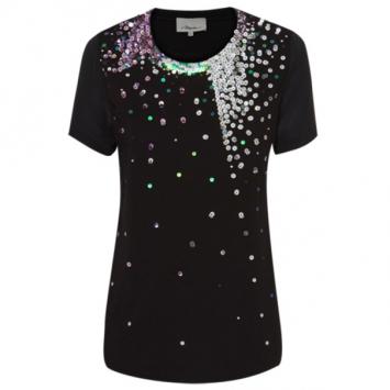 3.1 Phillip Lim Black Embellished Cotton T-Shirt XS