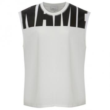 3.1 Phillip Lim White "Name Drop" Logo Muscle Tee M