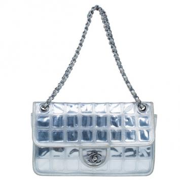 Chanel Silver Leather Ice Cube Limited Edition Flap Bag