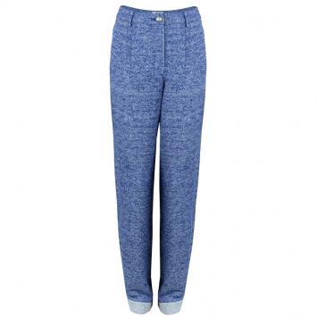 Pre Owned Chanel Blue Tweed Trousers M