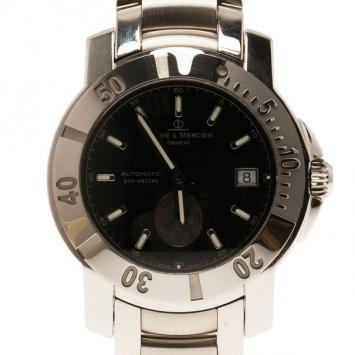 Pre Owned Baume & Mercier Black Stainless Steel Capeland Men's Wristwatch 40MM