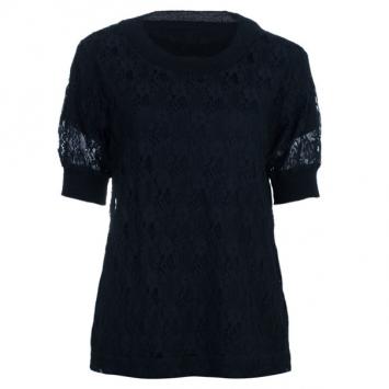 See by Chloe Black Lace Cotton Top M