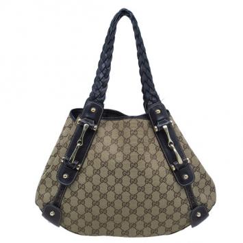 Gucci Brown GG Canvas and Leather Trim Large Pelham Hobo