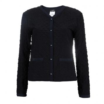 Pre Owned Chanel Black Silk Quilted Jacket S