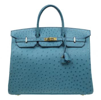 Hermes Blue Ostrich Birkin Tote 40CM