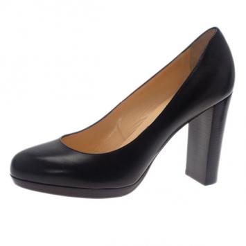Christian Louboutin Black Leather Grapi Block Heel Pumps Size 39.5