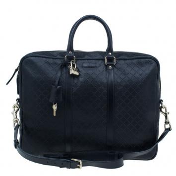 Pre Owned Gucci Black Guccissima Leather Laptop Bag
