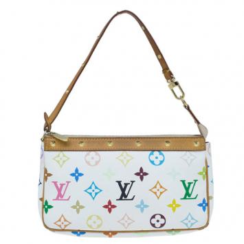 Louis Vuitton White Multicolored Monogram Canvas Pochette Accessoires