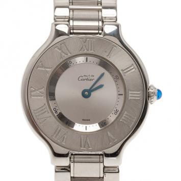Cartier Silver Stainless Steel 21 Must de Cartier Women's Wristwatch 30MM