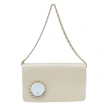 Chanel Beige Micro Quilted Satin Evening Clutch