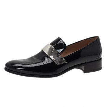 Salvatore Ferragamo Black Patent Leather Poppy Loafers Size 39.5