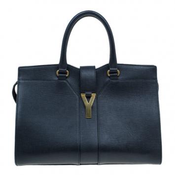 Saint Laurent Black Leather Medium Cabas Chyc Tote