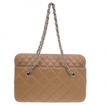 Chanel Brown Quilted Leather Vintage Tote