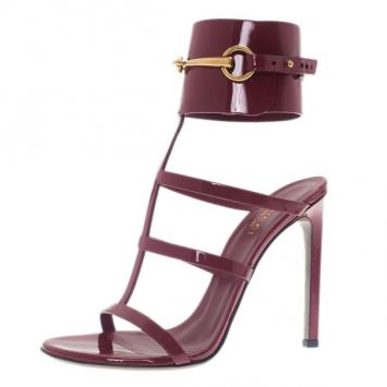 Gucci Raspberry Patent Ursula Gladiator Sandals Size 37.5
