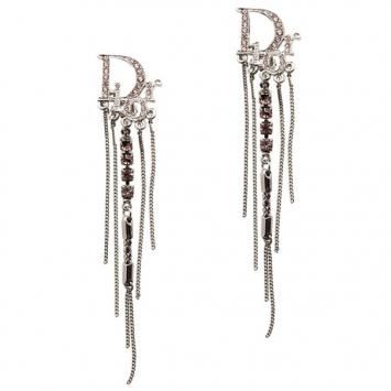 Dior Oblique Pink Crystal Clip Earrings