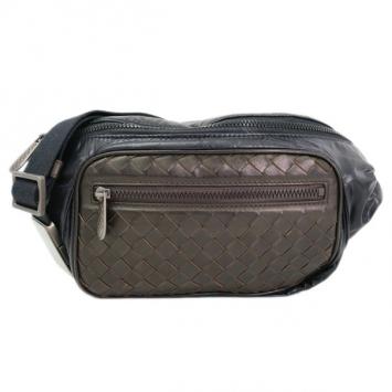 Pre Owned Bottega Veneta Vinyl Intrecciato Leather Bum Bag