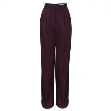 Pre Owned Chanel Burgundy High-waist Flare Trousers M