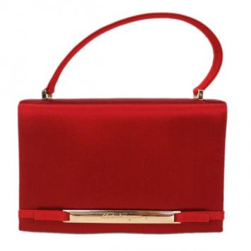 Salvatore Ferragamo Red Satin Flap Shoulder Bag