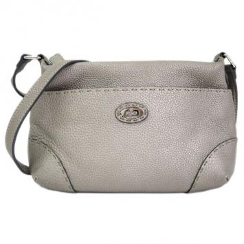 Fendi Silver Leather Selleria Shoulder Bag