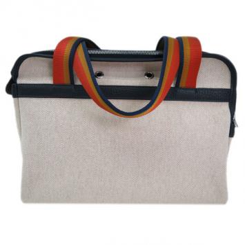 Pre Owned Hermes Beige Canvas and Traurillon Clemence Sac Transport Pet Bag