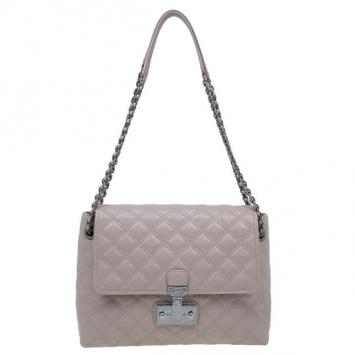 Marc Jacobs Beige Baroque Single Quilted Leather Extra Large Shoulder Bag