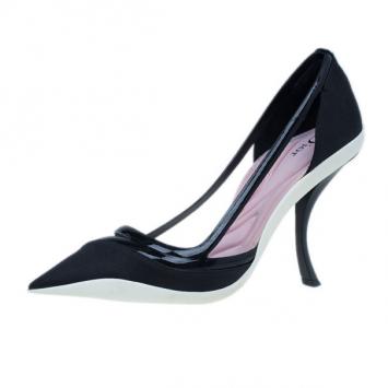 Dior Black Satin Pointed Toe Pumps Size 40