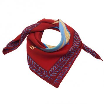 Hermes Red Selle D'officier en Grande Tenue Square Silk Scarf