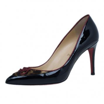 Christian Louboutin Black Leather Pony Hair Lady Pesch Pumps Size 38