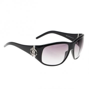 Roberto Cavalli Black Apsirto Crystal Logo Sunglasses