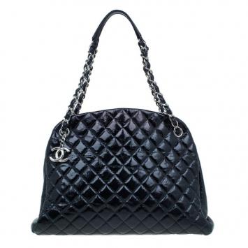 Chanel Black Calfskin Large Quilted Mademoiselle Bag