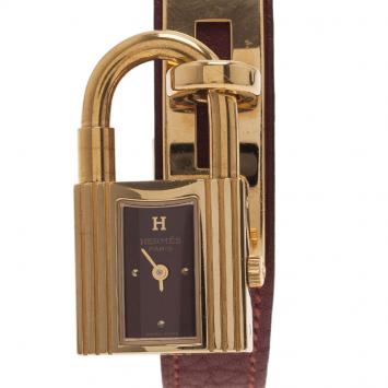 Hermes Black GOld Plated Stainless Steel Kelly Women's Wristwatch 20 MM