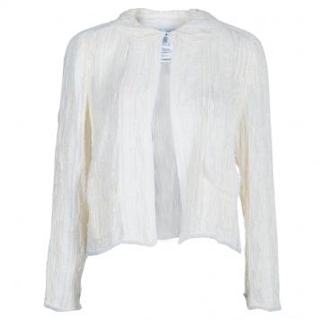 Pre Owned Chanel Cream Textured Jacket L