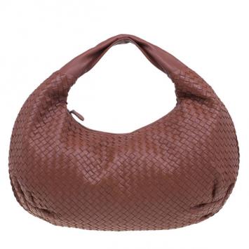 Bottega Veneta Brown Leather Large Intrecciato Hobo