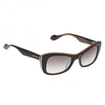 Miu Miu Black and Gold Rectangle Sunglasses