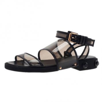 Givenchy Black PVC Embellished Heel Sandals Size 40