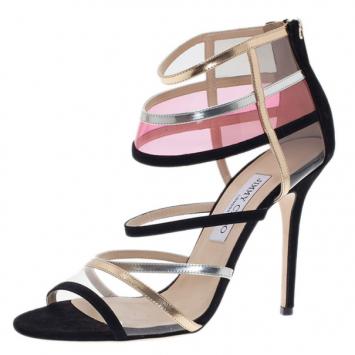 Jimmy Choo Multicolor Suede and Perspex Maitai Sandals Size 40