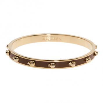 Alexander McQueen Small 3D Skull Brown Enamel Bracelet 20CM