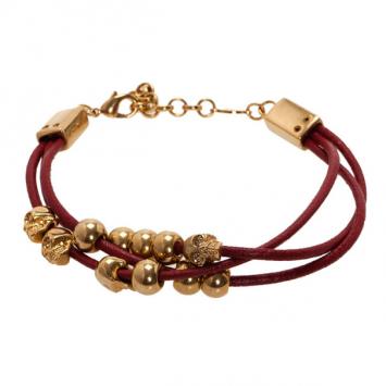 Alexander McQueen Multi Skull Leather Bracelet 24CM