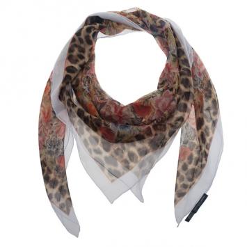 Alexander McQueen Floral and Leopard Print Square Scarf