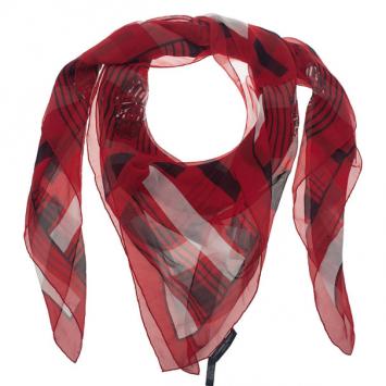 Alexander McQueen Red Geometric Print Skull Square Scarf