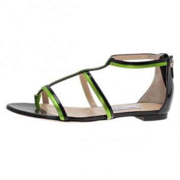 Jimmy Choo Black and Green Tabitha Sandals Size 39.5