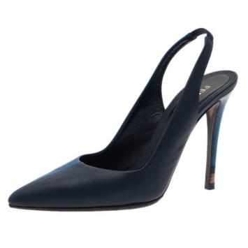 Fendi Two Tone Leather Pointed Toe Slingback Sandals Size 37