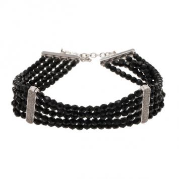 Dior Vintage Black Beads 5 Rows Choker Necklace